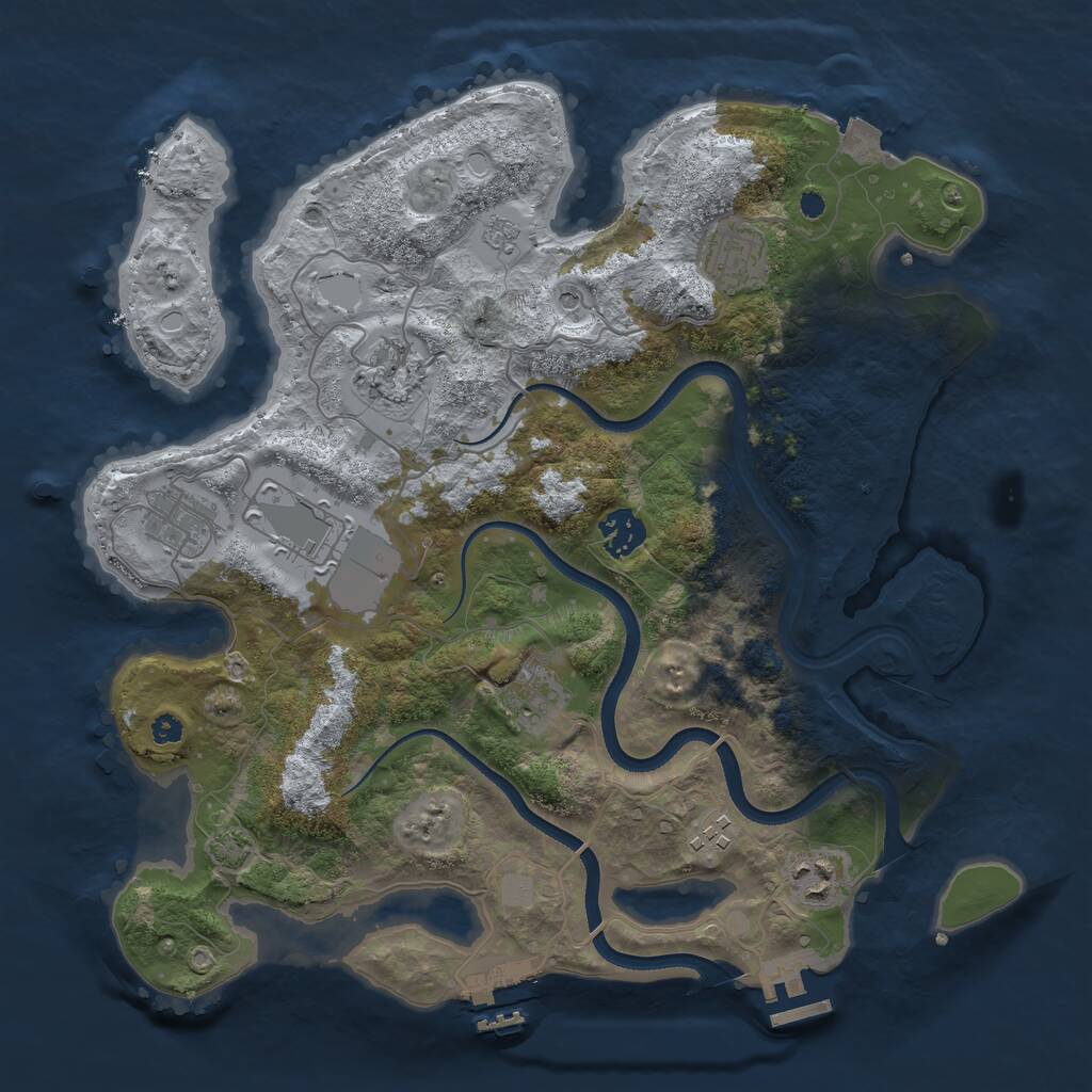 Rust Map: Procedural Map, Size: 3550, Seed: 698186, 14 Monuments