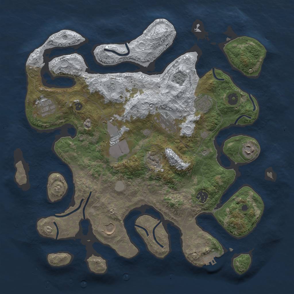 Rust Map: Procedural Map, Size: 3850, Seed: 715988997, 16 Monuments