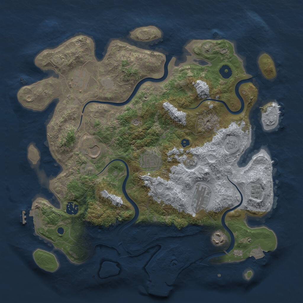 Rust Map: Procedural Map, Size: 3550, Seed: 703885, 13 Monuments