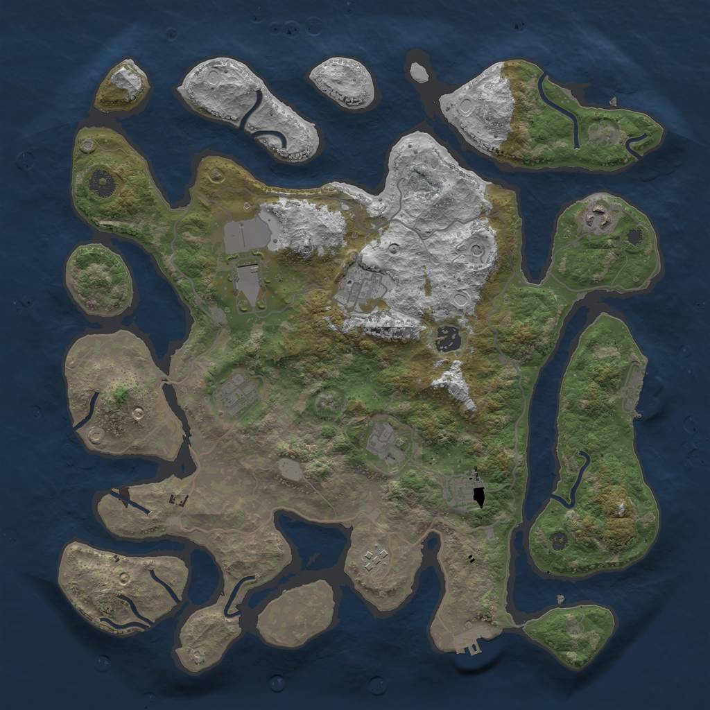 Rust Map: Procedural Map, Size: 4000, Seed: 123222, 16 Monuments