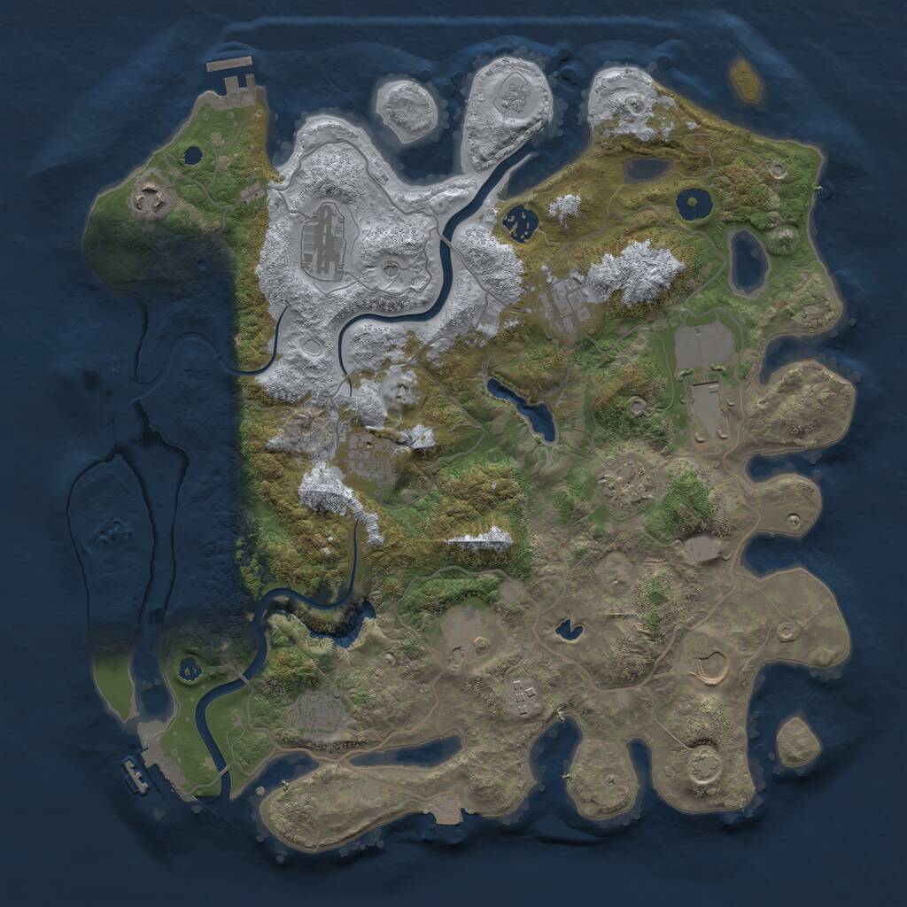 Rust Map: Procedural Map, Size: 4000, Seed: 1360528717, 17 Monuments