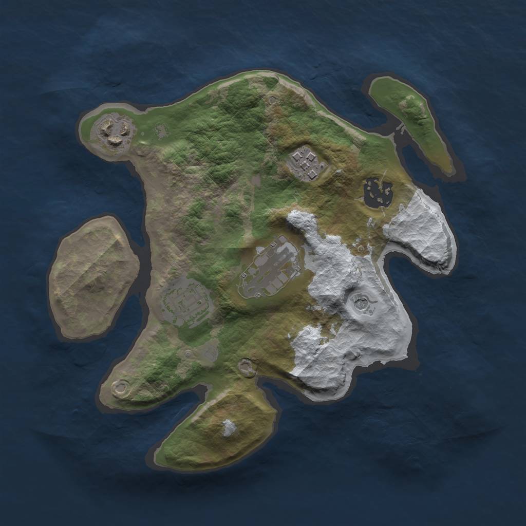 Rust Map: Barren, Size: 2500, Seed: 597937, 8 Monuments