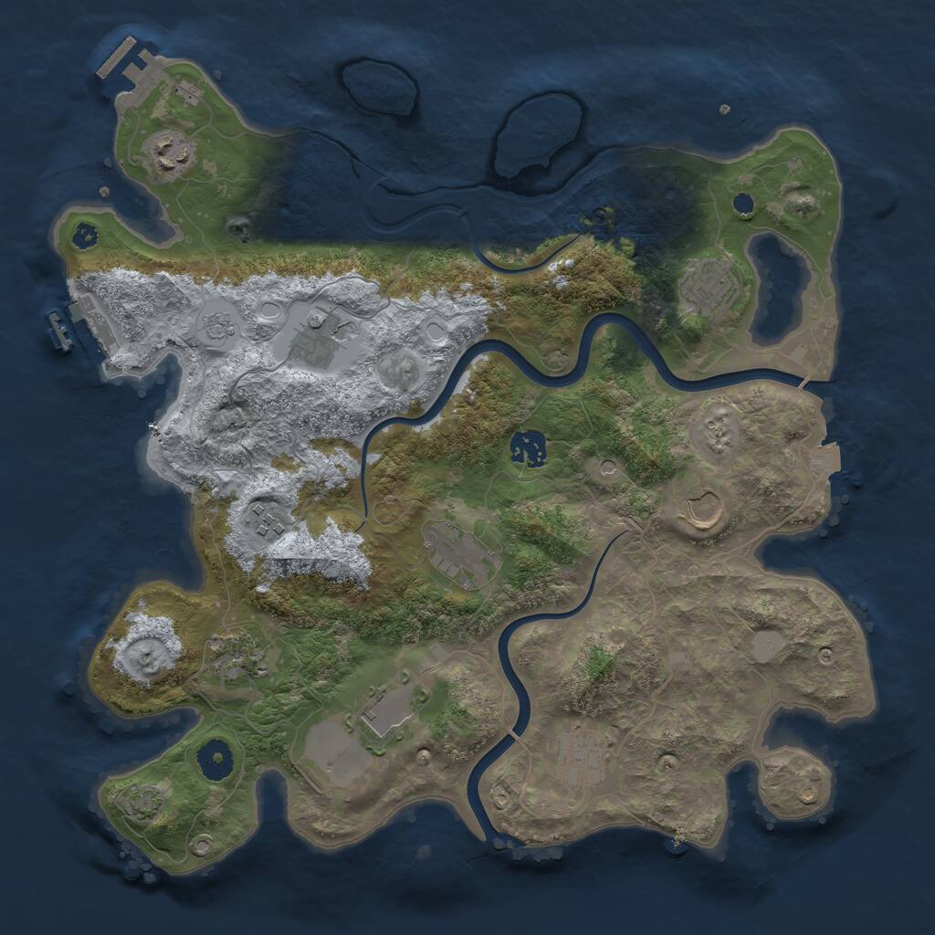 Rust Map: Procedural Map, Size: 3700, Seed: 351351, 16 Monuments