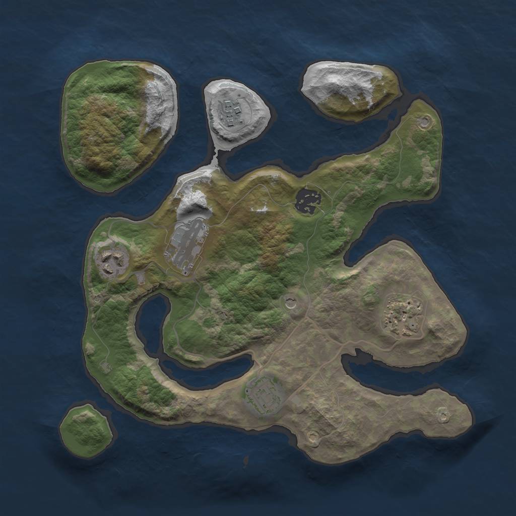 Rust Map: Barren, Size: 3000, Seed: 1493965861, 9 Monuments