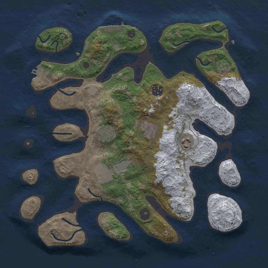 Rust Map: Procedural Map, Size: 3500, Seed: 778289991, 13 Monuments
