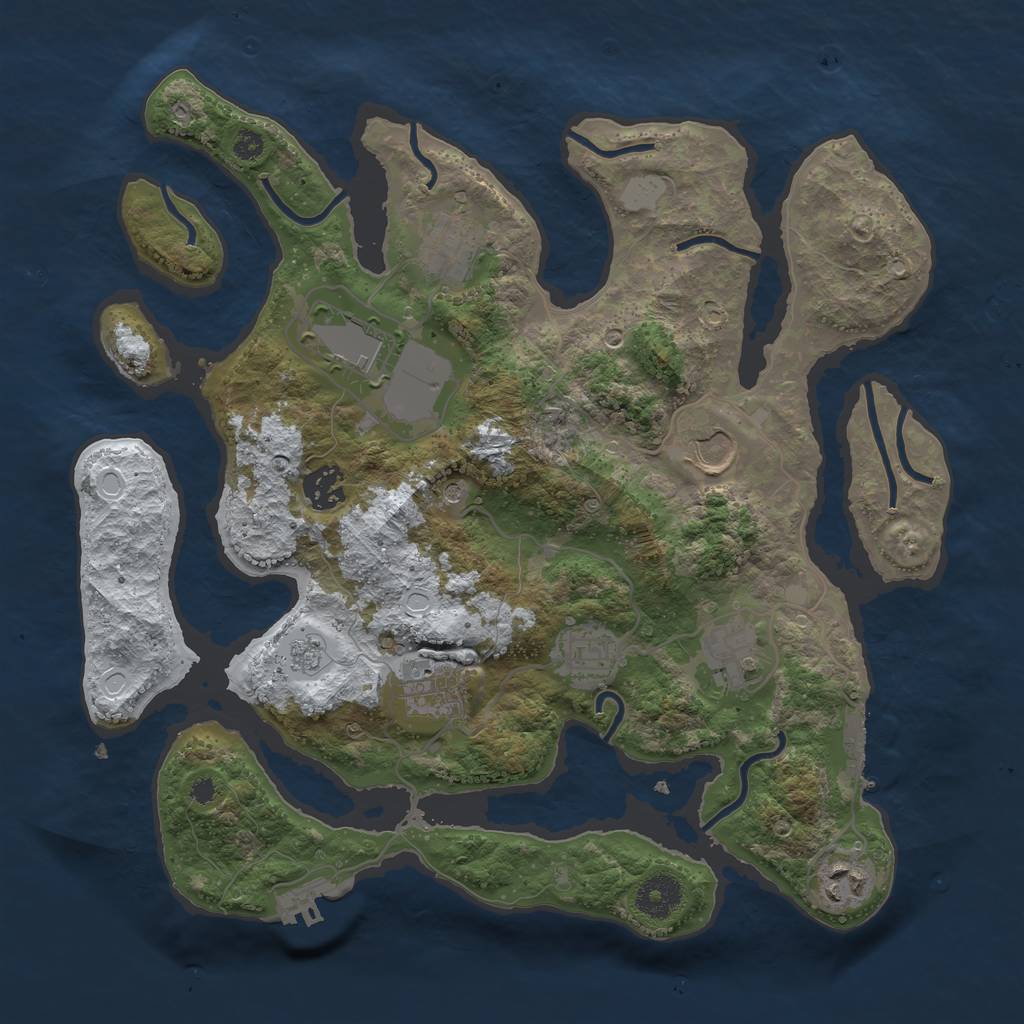 Rust Map: Procedural Map, Size: 3500, Seed: 3785497, 17 Monuments