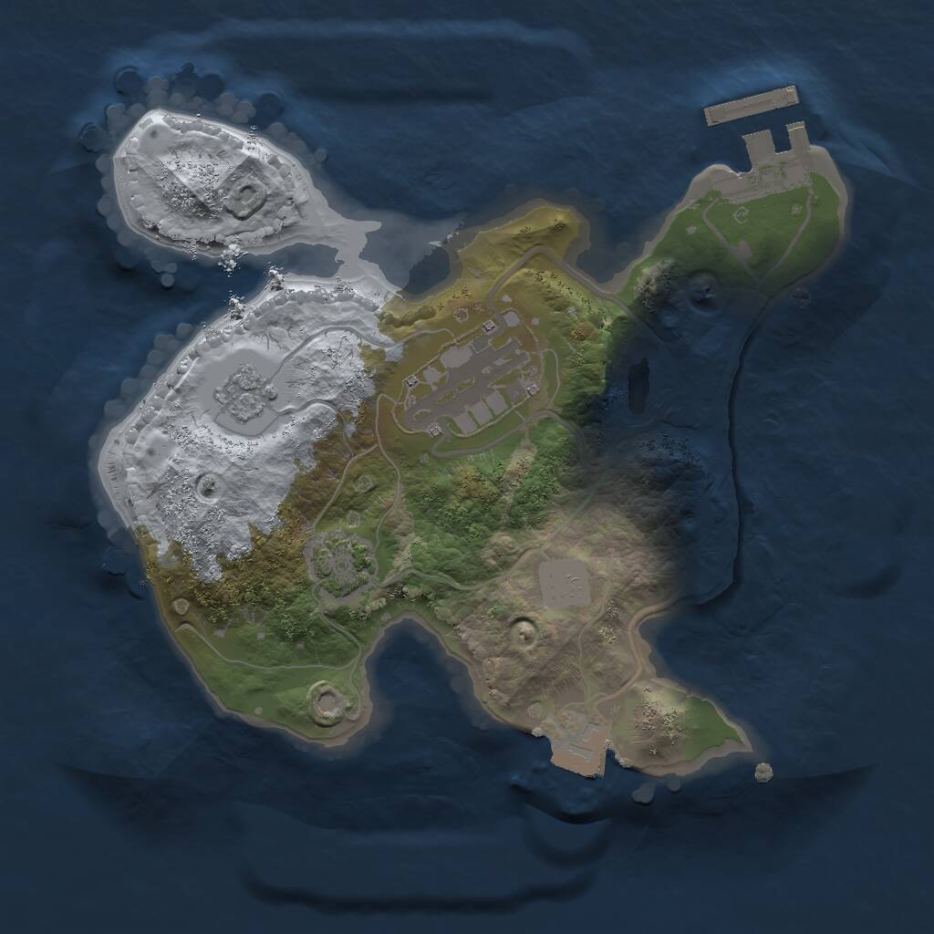 Rust Map: Procedural Map, Size: 2000, Seed: 728364, 5 Monuments