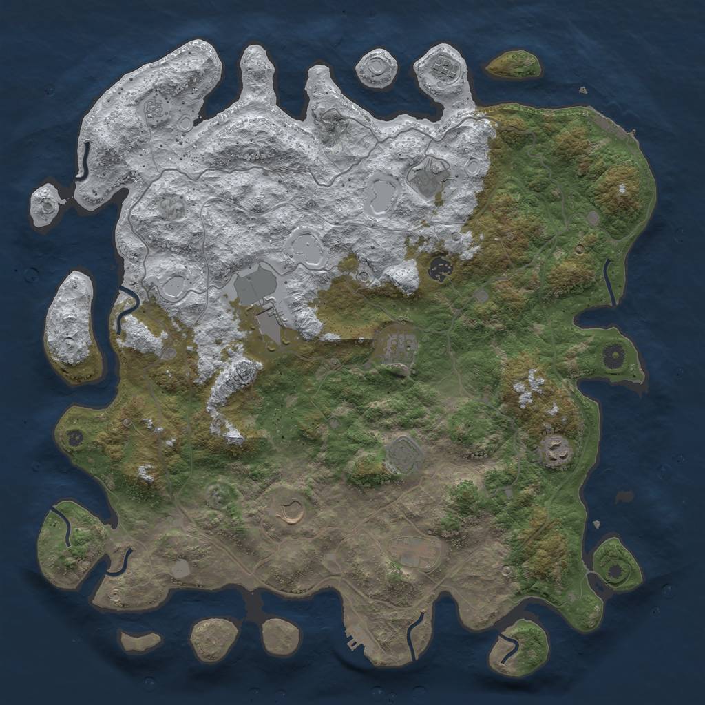 Rust Map: Procedural Map, Size: 4500, Seed: 321417, 18 Monuments