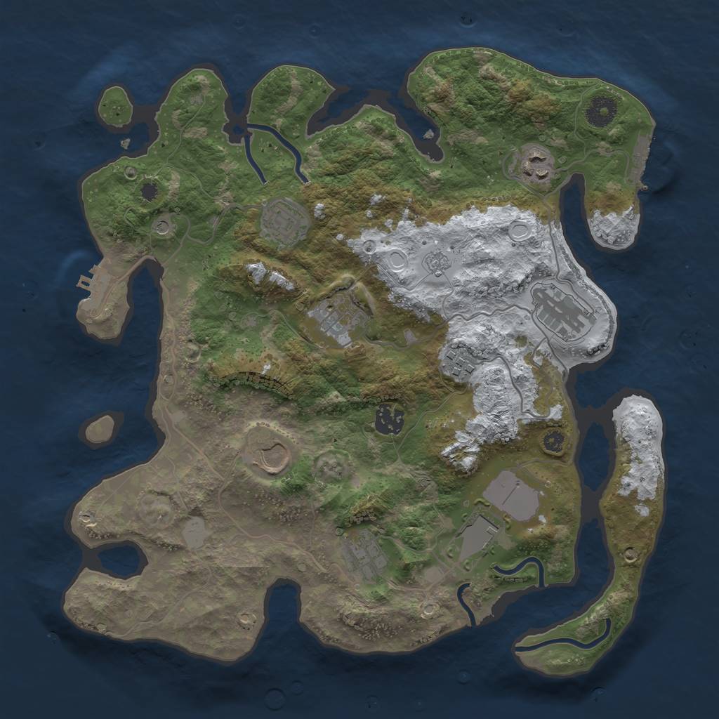 Rust Map: Procedural Map, Size: 3500, Seed: 810882282, 18 Monuments