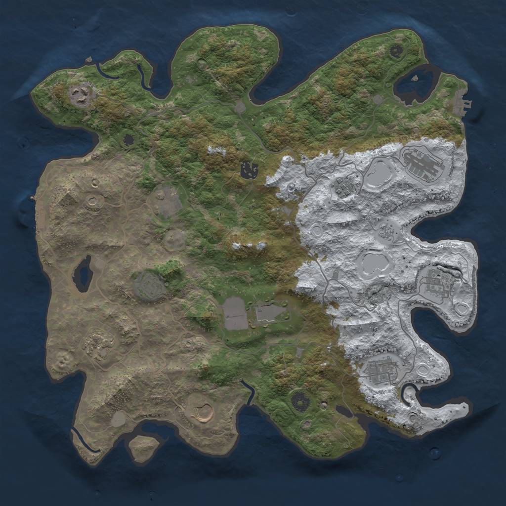 Rust Map: Procedural Map, Size: 4000, Seed: 537474361, 20 Monuments