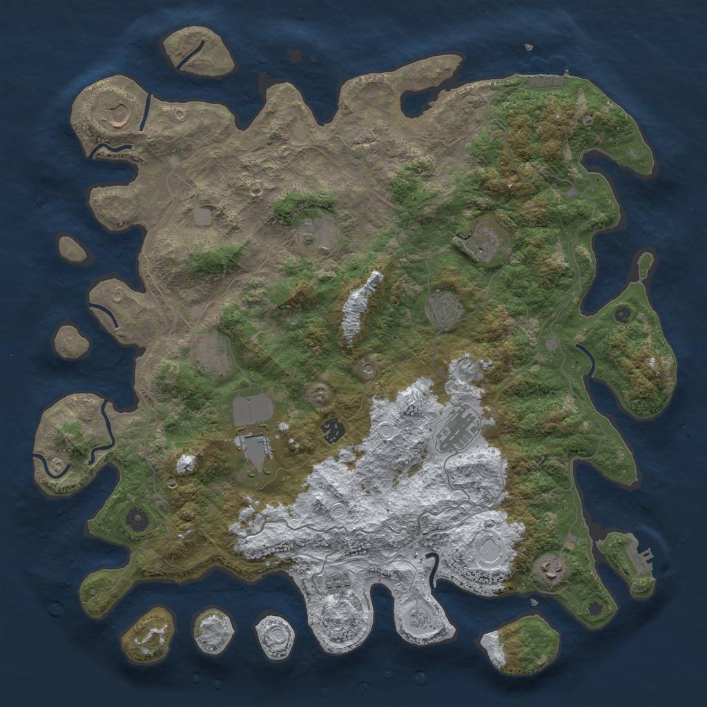 Rust Map: Procedural Map, Size: 4500, Seed: 110329521, 19 Monuments