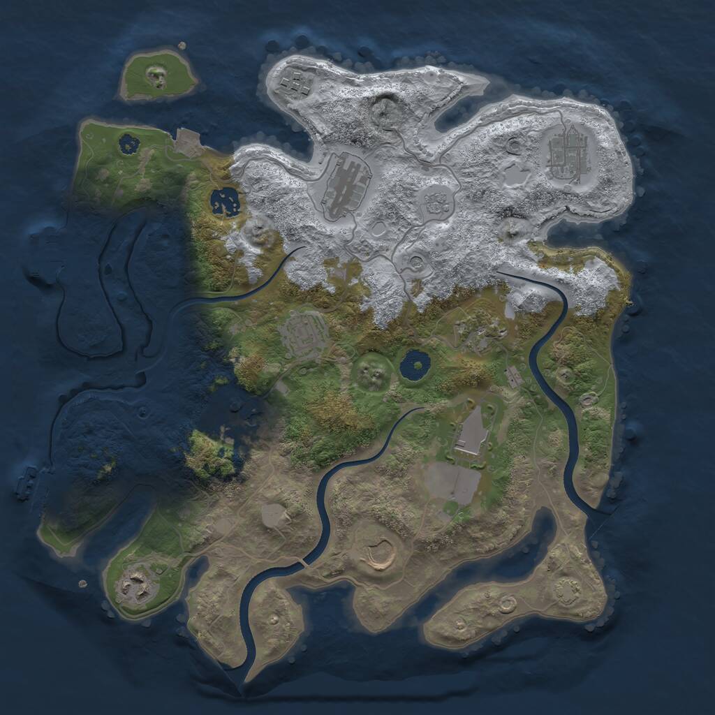 Rust Map: Procedural Map, Size: 3550, Seed: 538309, 16 Monuments