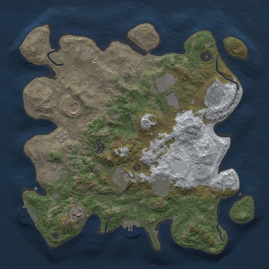Rust Map: Procedural Map, Size: 3550, Seed: 386097, 19 Monuments
