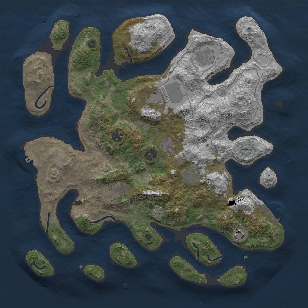 Rust Map: Procedural Map, Size: 4000, Seed: 21260, 16 Monuments