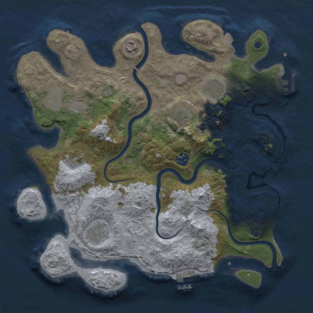 Rust Map: Procedural Map, Size: 3550, Seed: 378505, 14 Monuments