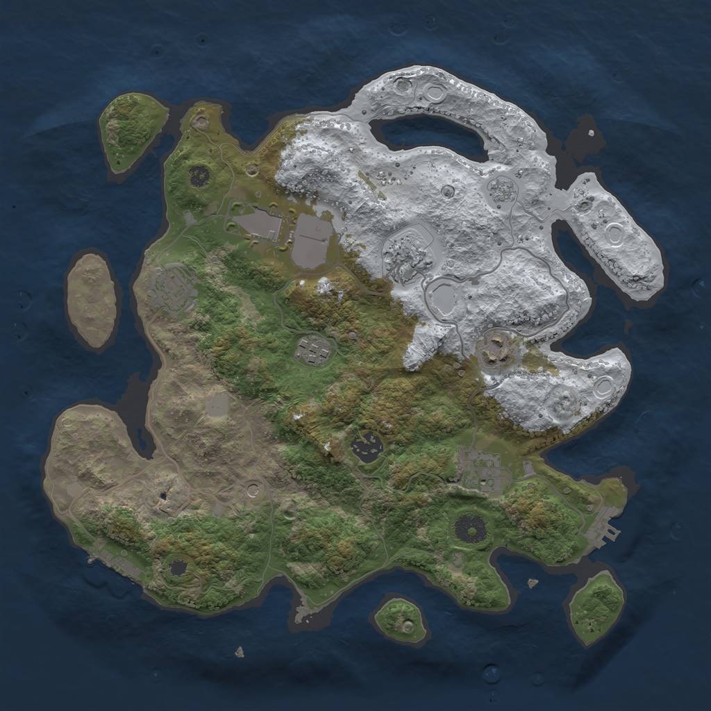 Rust Map: Procedural Map, Size: 3500, Seed: 26171, 16 Monuments