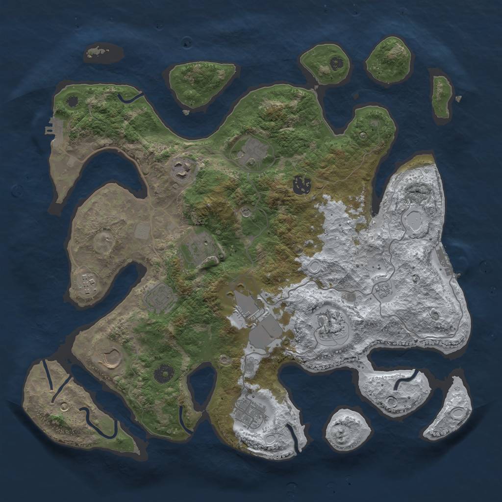 Rust Map: Procedural Map, Size: 3875, Seed: 483248059, 19 Monuments