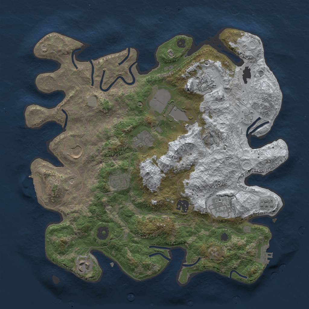 Rust Map: Procedural Map, Size: 3550, Seed: 841120, 18 Monuments
