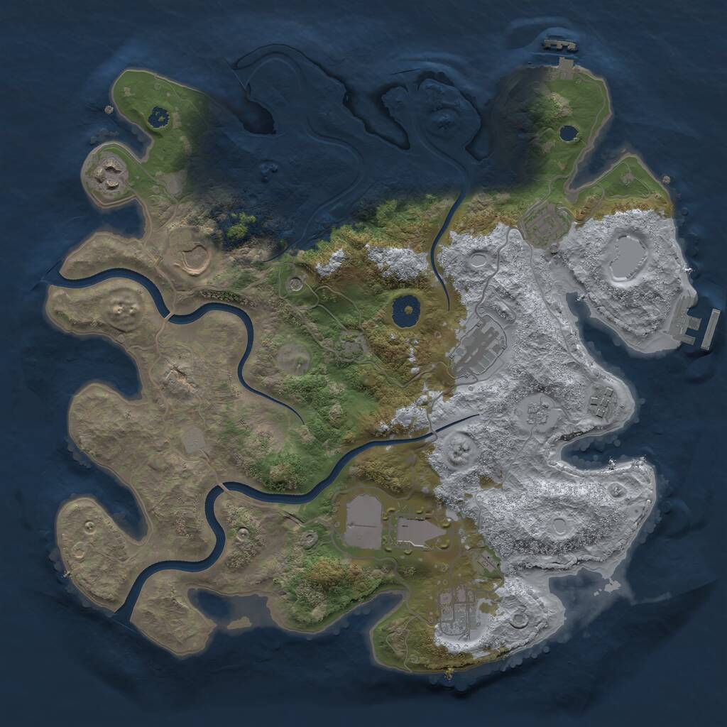 Rust Map: Procedural Map, Size: 3550, Seed: 697611, 13 Monuments