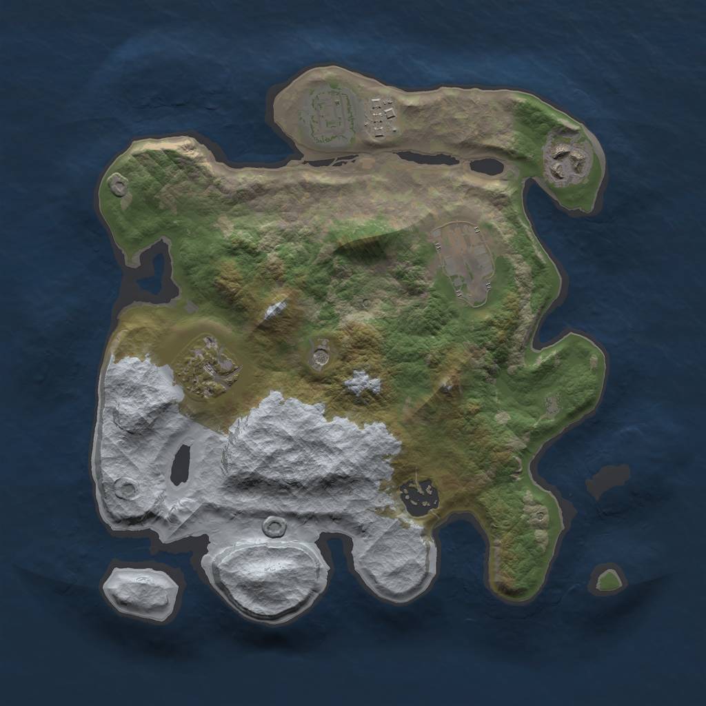 Rust Map: Barren, Size: 2775, Seed: 32978790, 9 Monuments