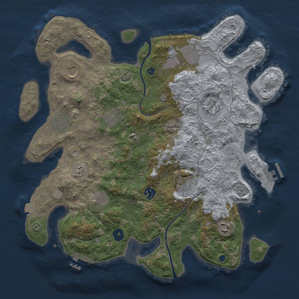 Rust Map: Procedural Map, Size: 3850, Seed: 669426160, 16 Monuments