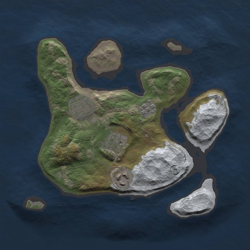 Rust Map: Barren, Size: 2500, Seed: 111, 6 Monuments