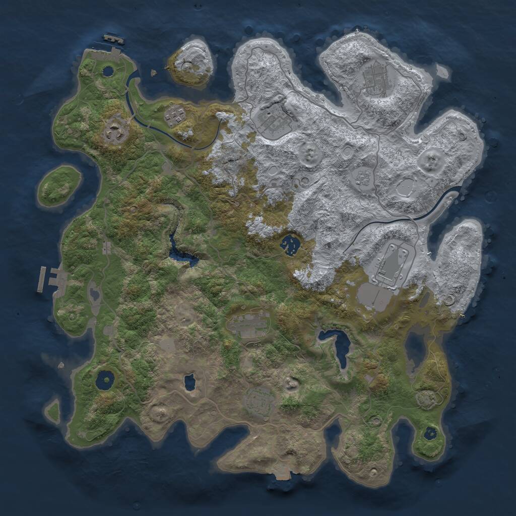 Rust Map: Procedural Map, Size: 4000, Seed: 783641, 14 Monuments