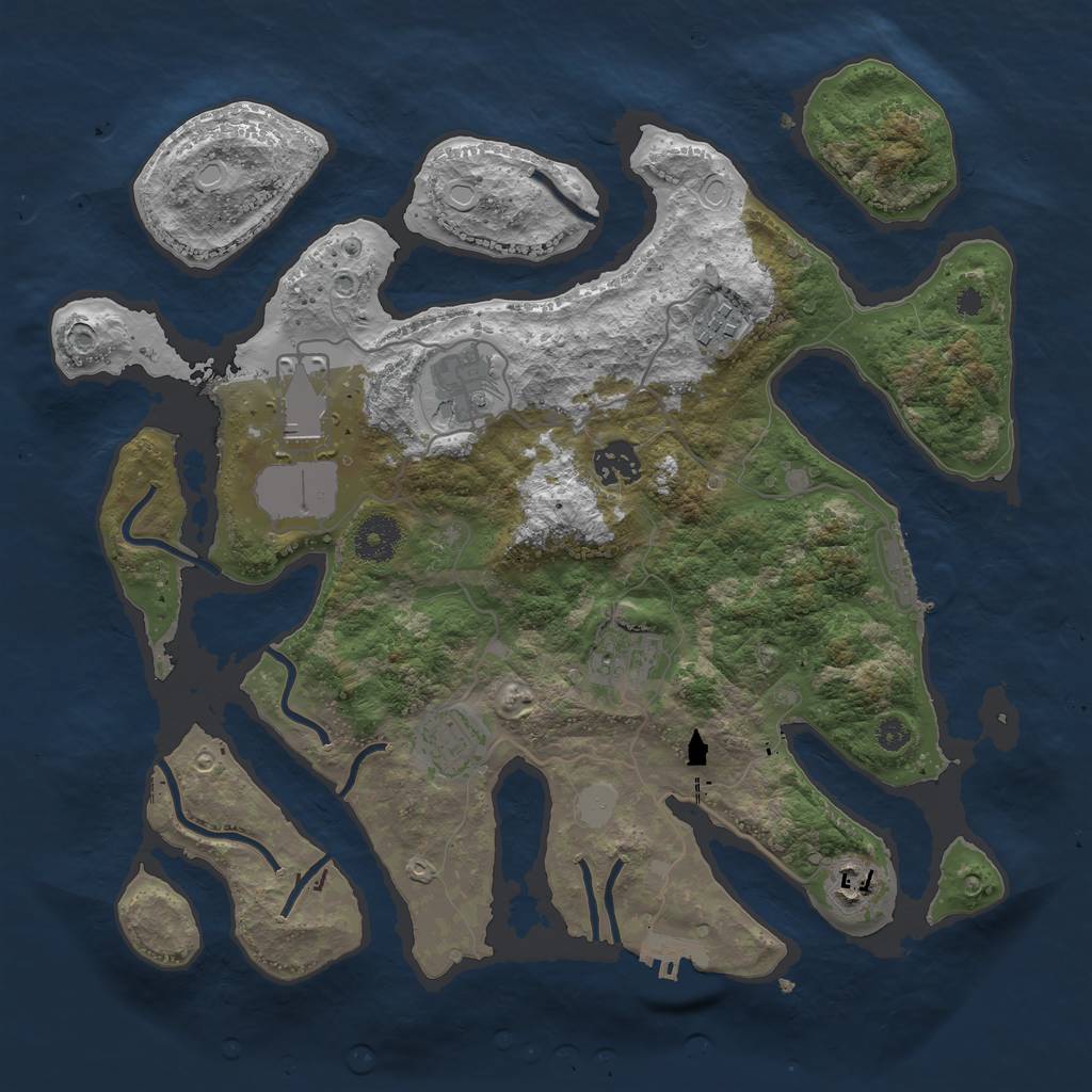 Rust Map: Procedural Map, Size: 3500, Seed: 811009749, 14 Monuments
