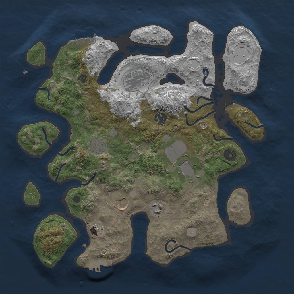 Rust Map: Procedural Map, Size: 3500, Seed: 123542885, 14 Monuments