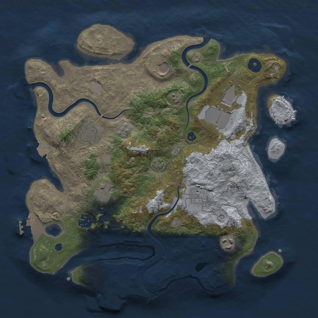 Rust Map: Procedural Map, Size: 3500, Seed: 167543298, 13 Monuments
