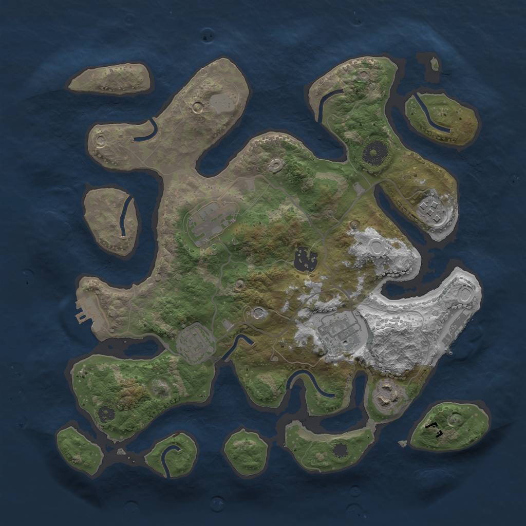 Rust Map: Procedural Map, Size: 3200, Seed: 1991085732, 14 Monuments