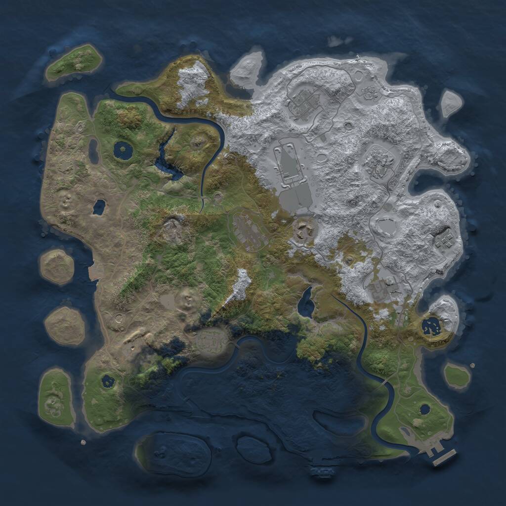 Rust Map: Procedural Map, Size: 4000, Seed: 6741, 16 Monuments
