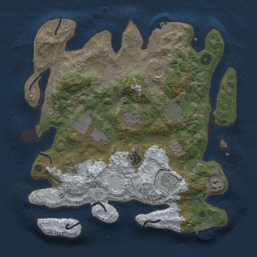 Rust Map: Procedural Map, Size: 3500, Seed: 545550435, 17 Monuments