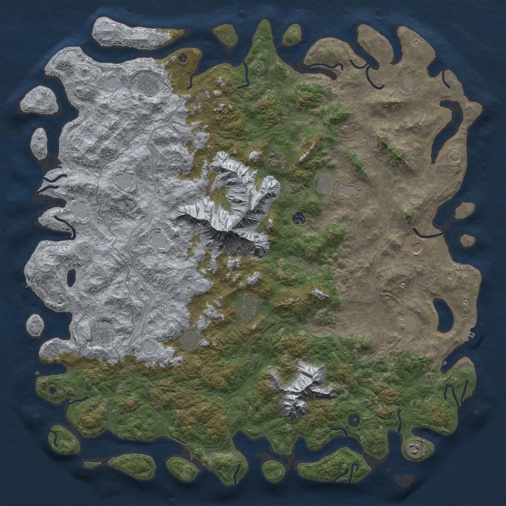 Rust Map: Procedural Map, Size: 6000, Seed: 1752931450, 19 Monuments