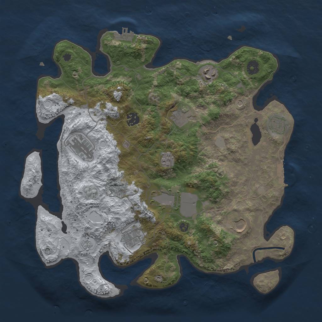 Rust Map: Procedural Map, Size: 3550, Seed: 89713, 18 Monuments