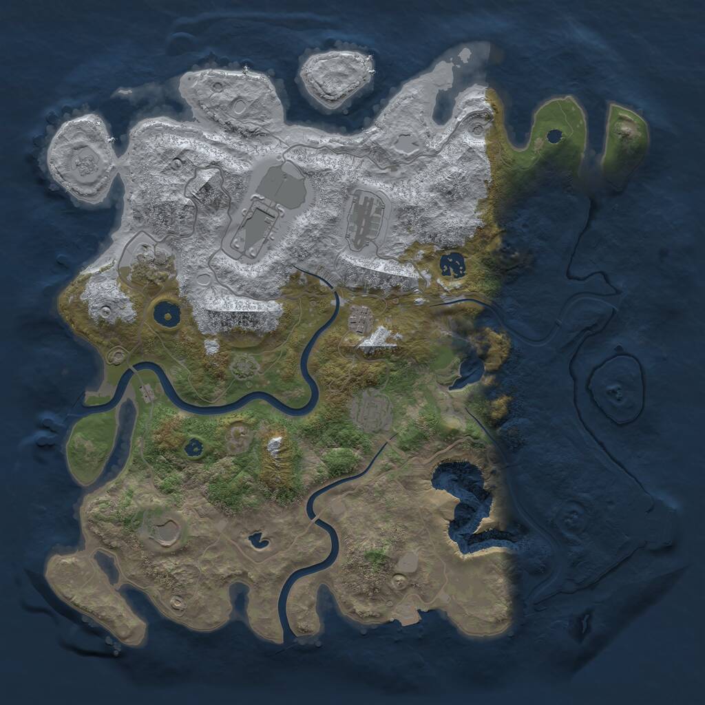 Rust Map: Procedural Map, Size: 4000, Seed: 705096085, 12 Monuments