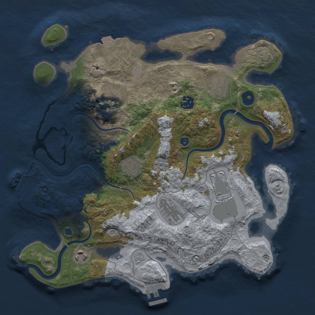 Rust Map: Procedural Map, Size: 3500, Seed: 7683241, 14 Monuments