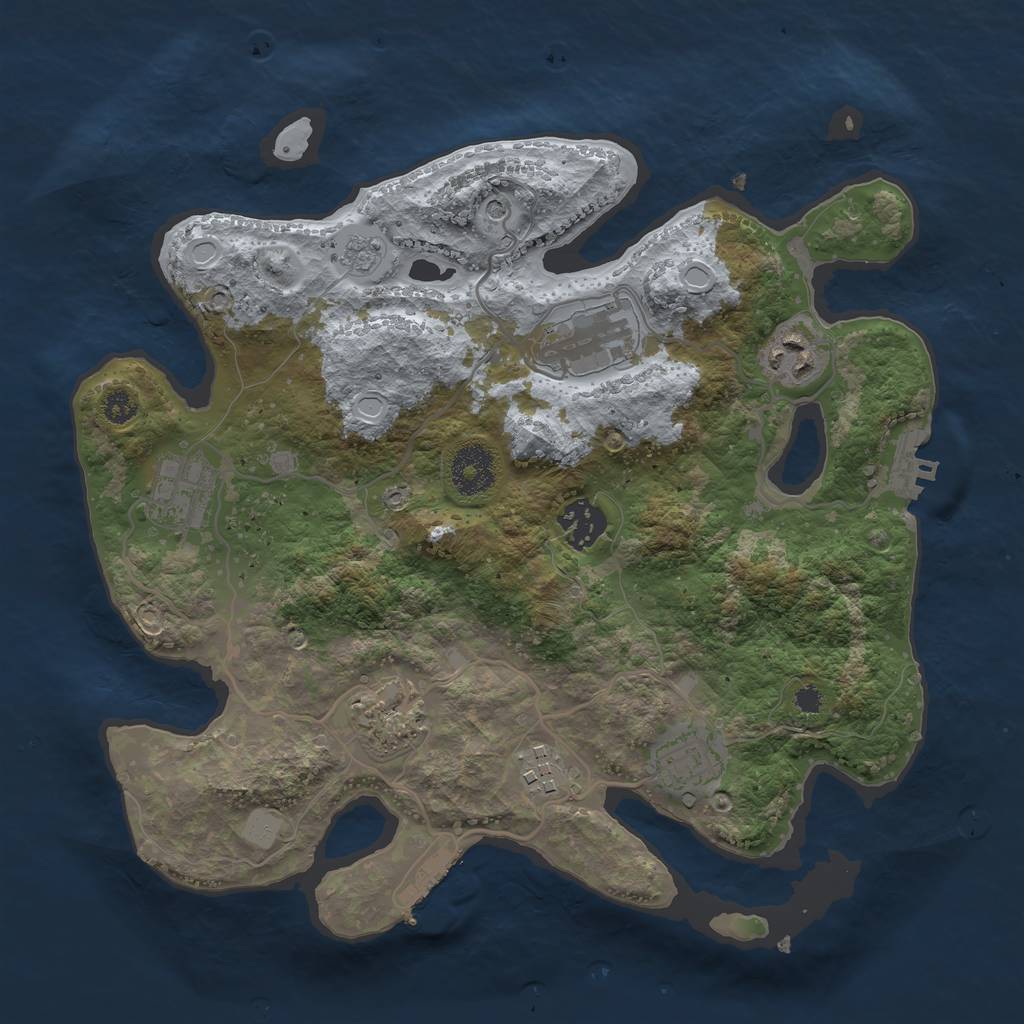 Rust Map: Procedural Map, Size: 3200, Seed: 1313589151, 16 Monuments