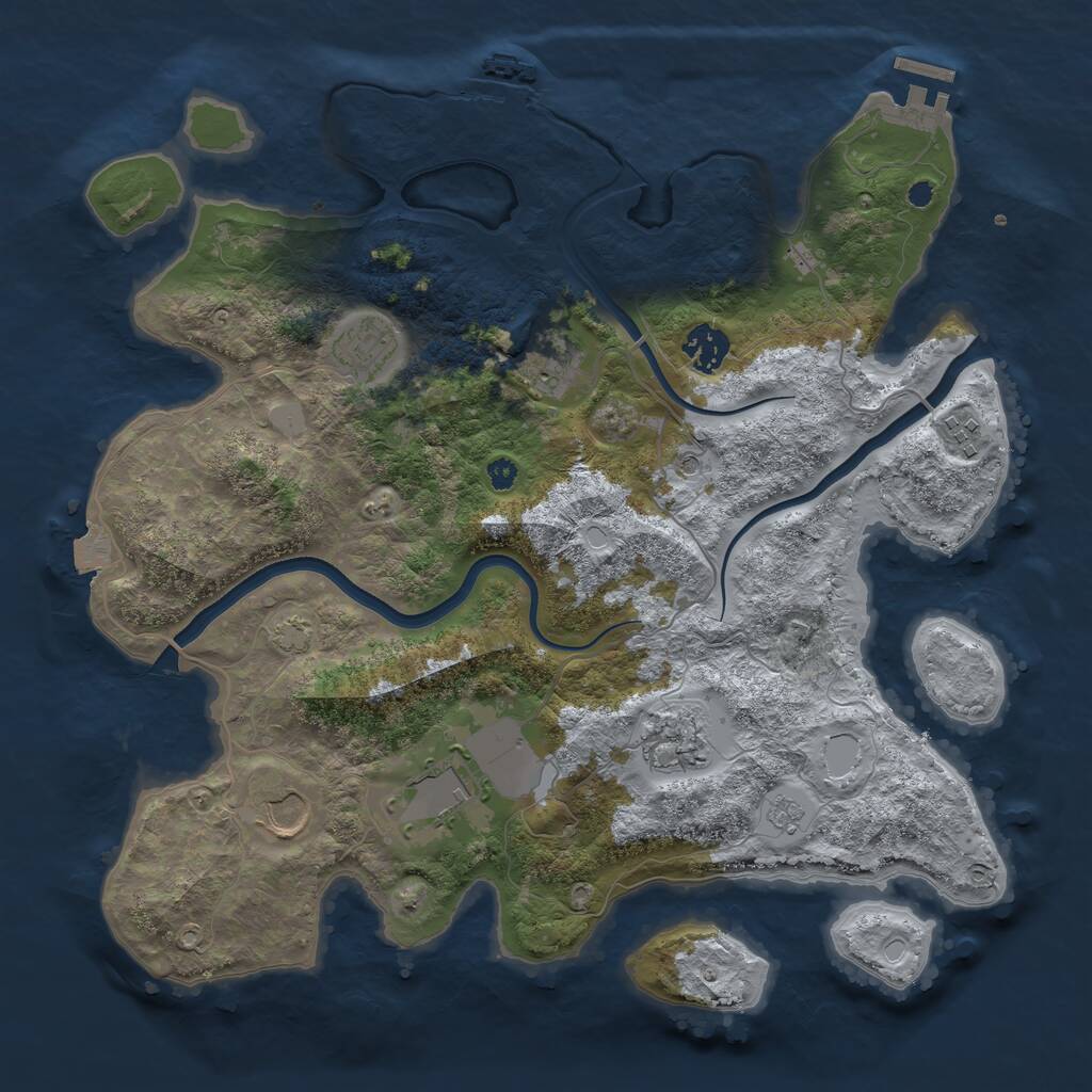 Rust Map: Procedural Map, Size: 3600, Seed: 263196281, 13 Monuments