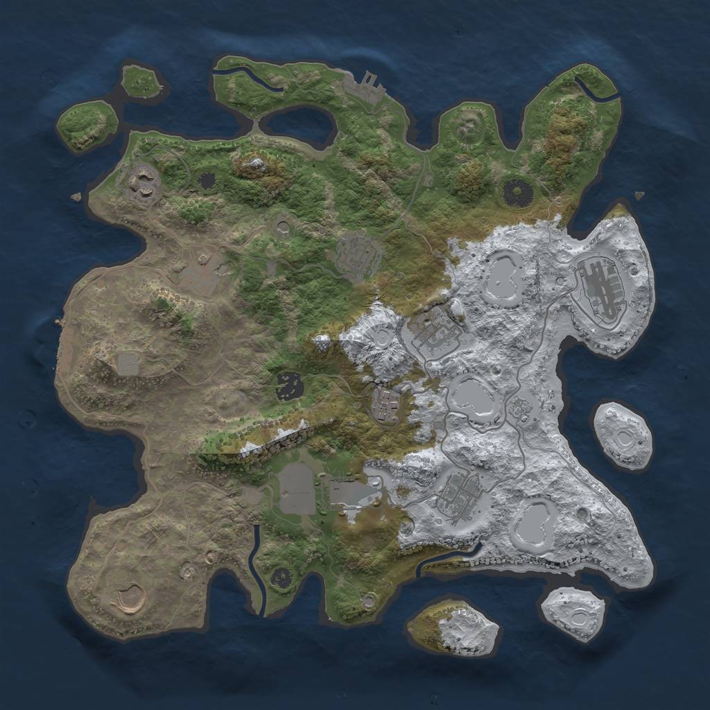 Rust Map: Procedural Map, Size: 3600, Seed: 263196281, 19 Monuments