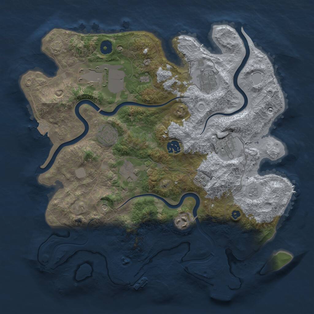 Rust Map: Procedural Map, Size: 3550, Seed: 407017, 14 Monuments