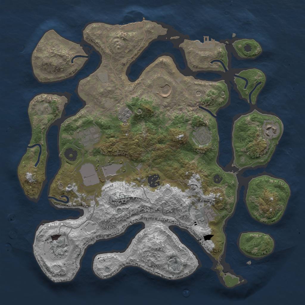 Rust Map: Procedural Map, Size: 3550, Seed: 83644, 17 Monuments