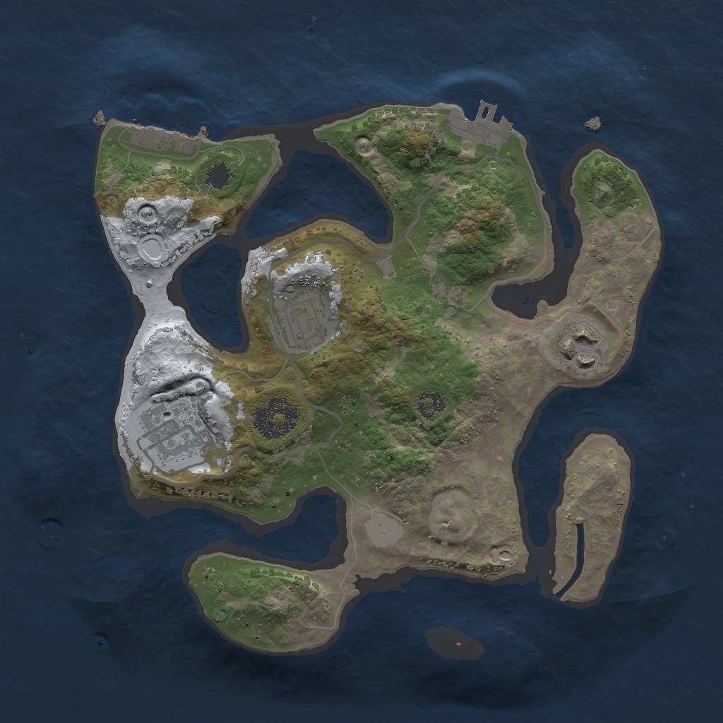 Rust Map: Procedural Map, Size: 2500, Seed: 143721, 10 Monuments