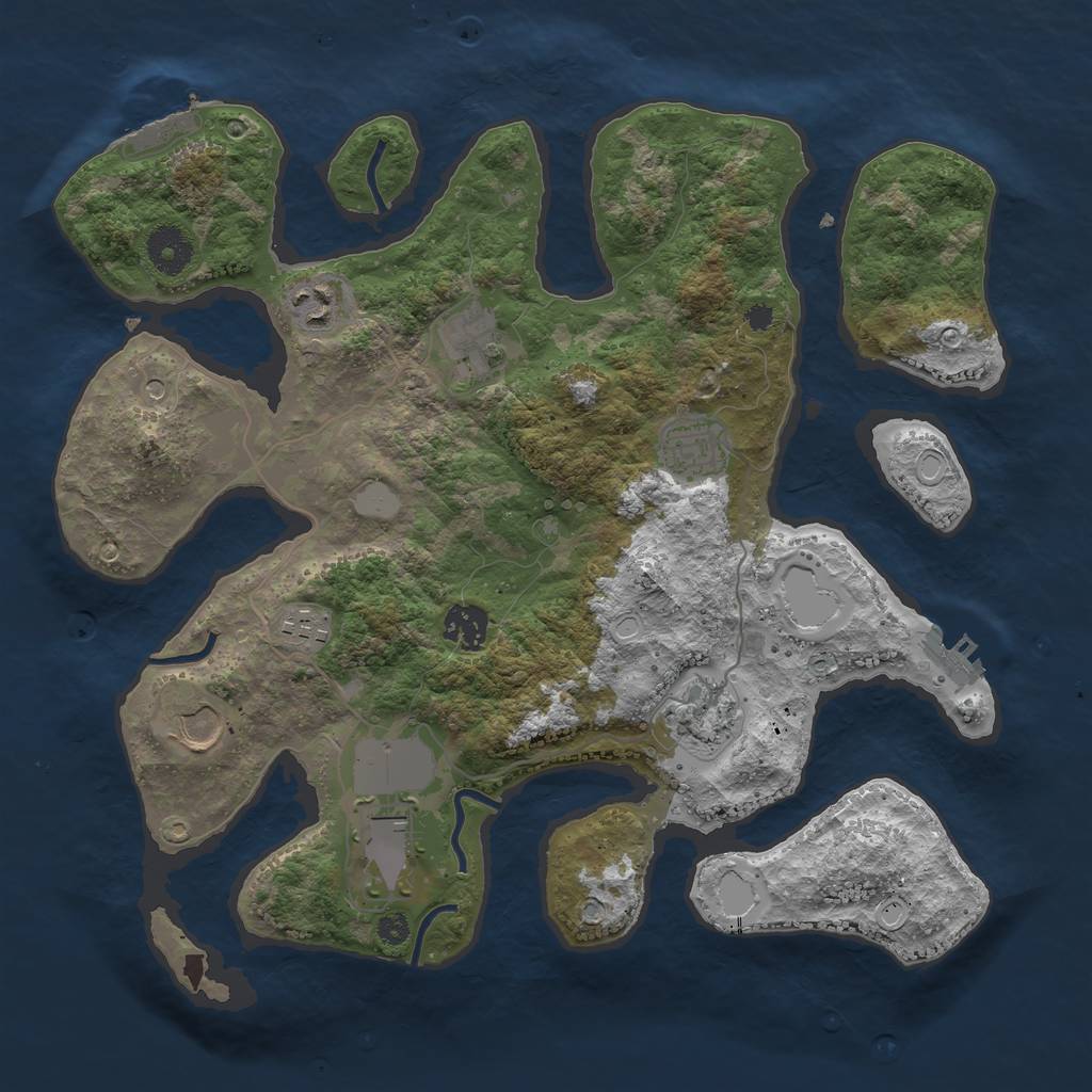 Rust Map: Procedural Map, Size: 3550, Seed: 992336, 16 Monuments