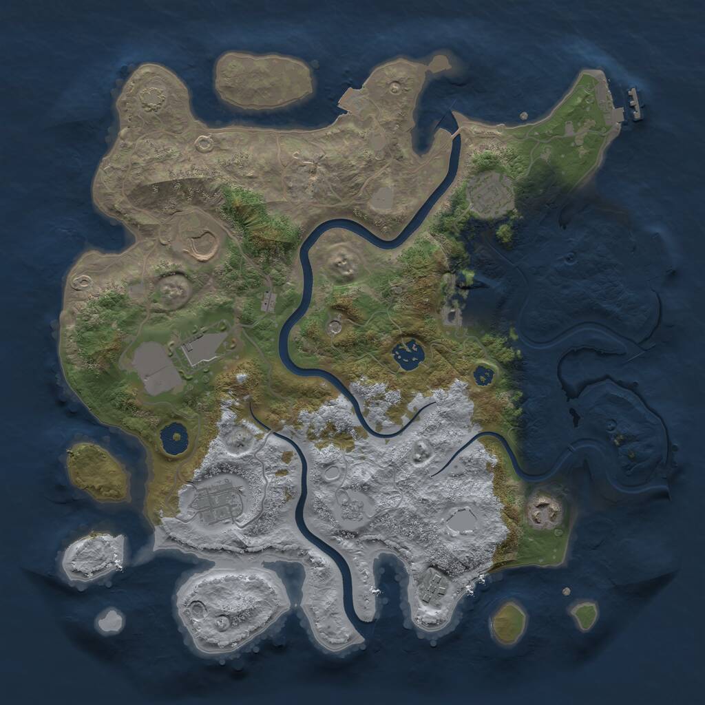 Rust Map: Procedural Map, Size: 3550, Seed: 57099, 14 Monuments