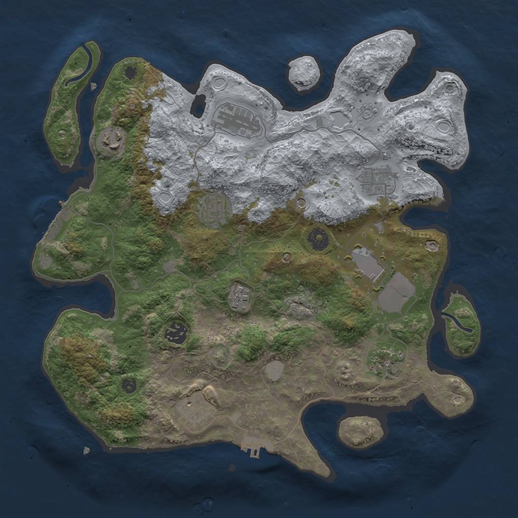 Rust Map: Procedural Map, Size: 3500, Seed: 1911367879, 18 Monuments