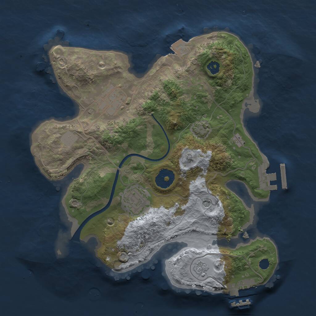 Rust Map: Procedural Map, Size: 2500, Seed: 1409387177, 8 Monuments