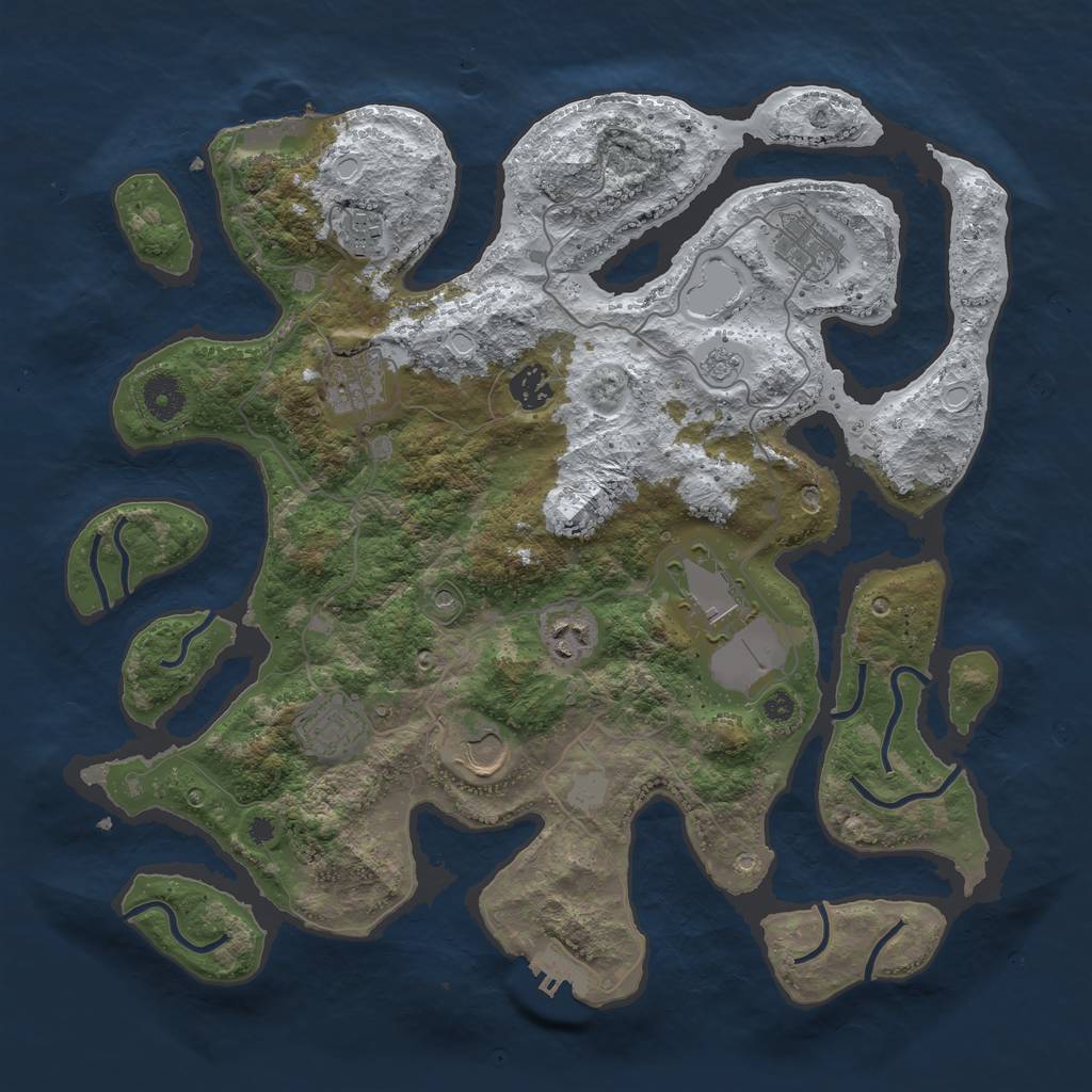 Rust Map: Procedural Map, Size: 3800, Seed: 1365014509, 17 Monuments