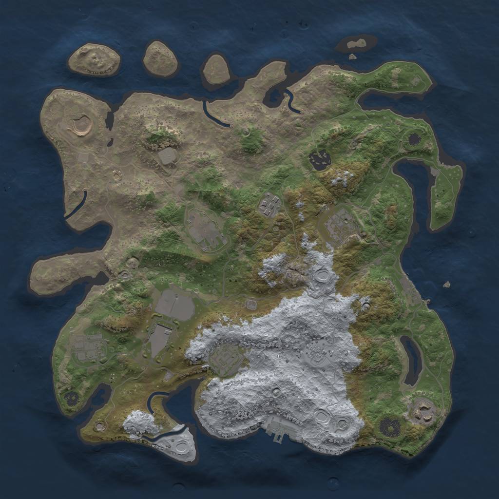 Rust Map: Procedural Map, Size: 3550, Seed: 964245, 16 Monuments