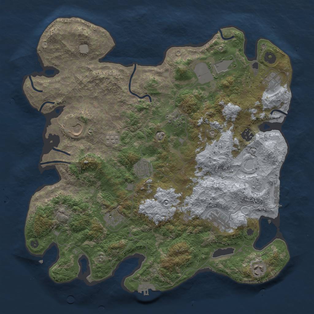 Rust Map: Procedural Map, Size: 3950, Seed: 536039708, 19 Monuments